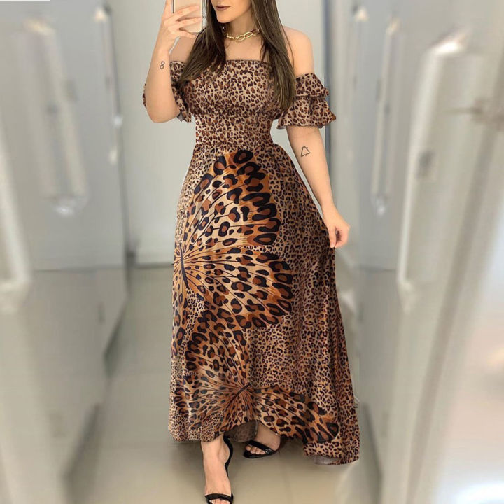 2024%20Nieuwe%20Mode%20Luipaard%20Gewaad%20Afdrukken%20Lange%20Jurk%20Ruche%20Maxi%20Zonnejurk%20Bohemian%20Vrouwen%20Zomer%20Sexy%20Toevallige%20Elegante%20Strap%20-%20Image%202