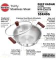 Hawkins SSK40G Tri-Ply Stainless Steel Induction Compatible Deep Kadhai -28cm / 3mm Thick. 