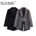 NLZGMSJ 2026 Spring Fashion Vintage Asymmetry Stylish Long Women Blazer Office Lady Fashion Jacket Female Blazer. 