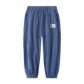 Children Trousers For Boys Girls Cotton Linen Elastic Waist Solid Color Summer Mosquito Pants Kids Clothing Long Pants 100-160cm. 
