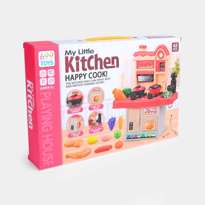 My Little Kitchen Happy Cook 45 Pcs Kids Cooking Set – Toy Kitchen Play ...