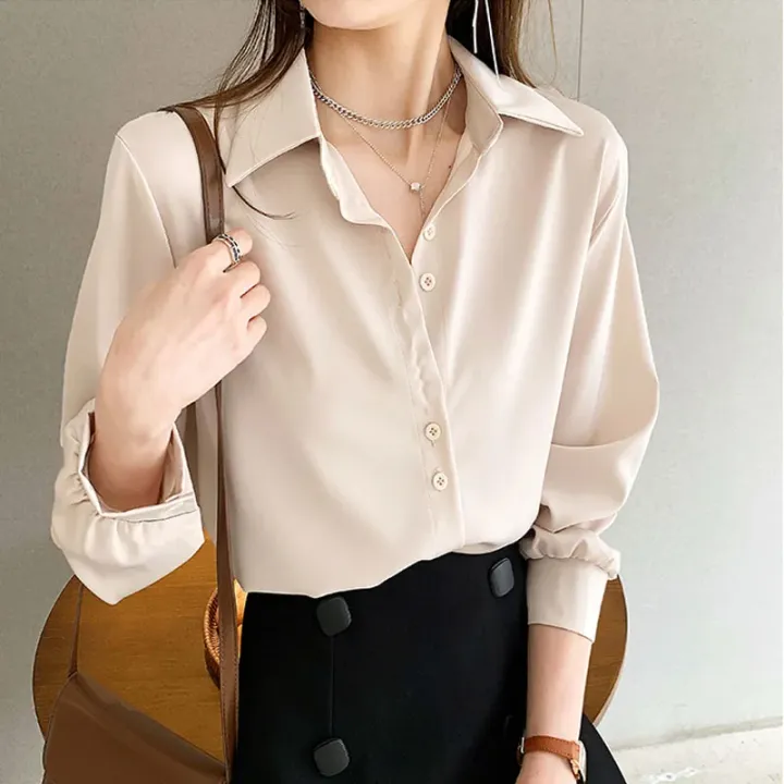 Black%20Chiffon%20Shirts%20For%20Women%20Spring%20NEW%20Solid%20Long%20Sleeve%20Shirts%20Korean%20Fashion%20Ladies%20Blouse%20Simple%20Female%20Clothing%20Tops%20-%20Image%202