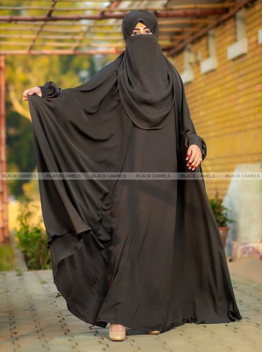 khimer abaya Black hijab with long eound Niqab Daraz.pk