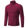 New Men's High Neck Sweater Solid Color Pullover Knitted Warm Casual Turtleneck Sweatwear Woolen Mens Winter Outdoor Tops.