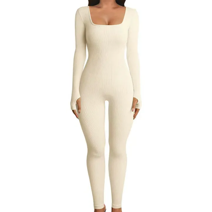 Solid%20Color%20Ribbed%20Yoga%20Jumpsuit,%20Seamless%20Slim%20Fit%20Long%20Sleeve%20Sports%20Bodysuit,%20Women's%20Activewear%20-%20Image%205