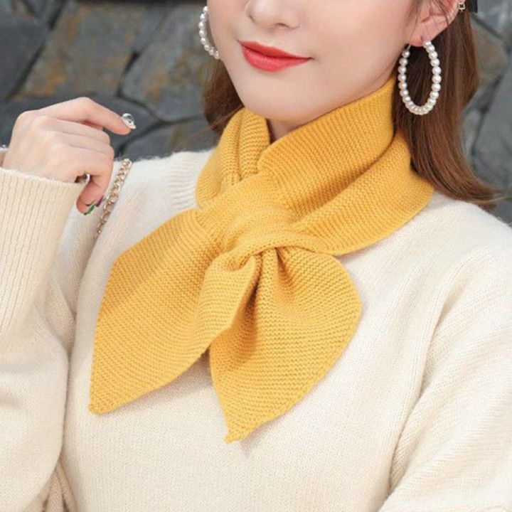 Korean%20Women%20Bowknot%20Cross%20Knit%20Ring%20Neck%20Scarves%20Fashion%20Female%20Autumn%20Winter%20Solid%20Color%20Elastic%20Soft%20Wool%20Warm%20Scarf%20-%20Image%203