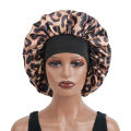Women's Leopard Print Satin Sleep Bonnet Single-Layer Nightcap Hair Care Bedtime Routine Essential 1-Pack.