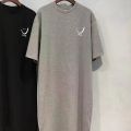 2025 Plus Size Summer Women's Smiley Side-Slit T-Shirt - Casual Loose Fit Dress.