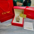 cartier iced out diamond wrist watch. 