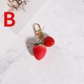 1PC Strawberry Red Heart Keychain Keyring for Women Girl Jewelry Simulated Fruit Cute Car Key Holder Keyring bag decoration. 