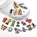 18PCS Soccer Sports Theme Hole Shoes Charms Packs Decoration Set Boys Men Football Style Buckle Slipper Sandals Shoe Accessories.