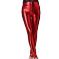 New PU Imitation Leather High-waisted Zipper Leggings Female Imitation Leather Wearing Red Small Feet Slim Nine-point Pants.