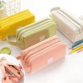 Double layer Oxford cloth pencil case portable zipper pencil case.