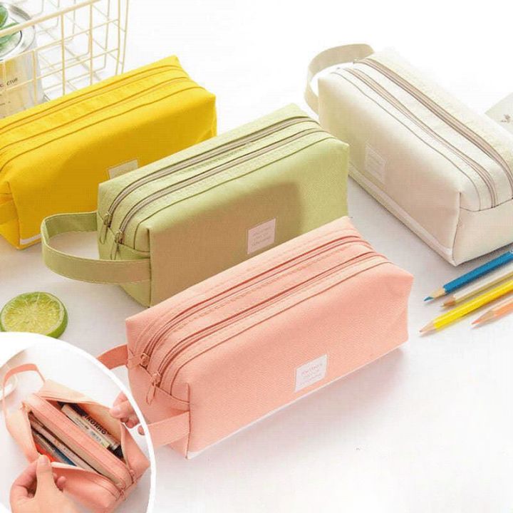 Double layer Oxford cloth pencil case portable zipper pencil case