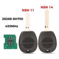 Jingyuqin 433MHz 28268-8H700 For Nissan Patrol Navara X-Trail Serena Primera Micra Almera ID46 Chip Control Remote Car Key Fob. 