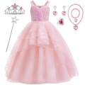 Good Witch Glinda Costume Pink Dress With Crown Magic Wand And Gloves For Wicked Girls Halloween Cosplay Birthday Prom Outfits. 