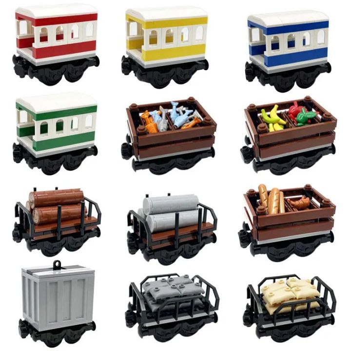 MOC Block Train Track package City Train rail transport cars can be connected