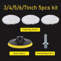 5Pcs 3/4/5/6/7 Inch Car Polish Pad Circle Soft Wool Waxing Buffing Pad Tool Kit  Auto Polishing Detailing Cleaning Goods. 