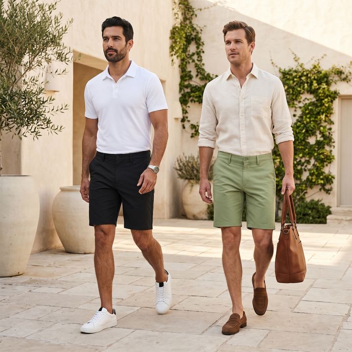 Moose Premium Shorts For Men – Solid Cotton Spandex Casual Chino Shorts