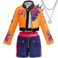 New Halloween costume girl street dance set embroidered top+shorts set hip-hop dance stage performance set. 