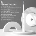 Electric Toothbrushes, USB Rechargeable Ultrasonic Tooth Brush with 4 Brush Heads 6 Cleaning Modes and Smart Timer IPX7 Waterproof Cleaning Toothbrushes for Adults and Kids (White.
