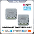 MOES Tuya ZigBee 16A Smart Mini Switch Module Electricity Consumption Monitor Light Switch 1 Gang Breaker Support Alexa  lightify. 