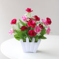Artificial Flowers Home Decor Simulation Plant Plastic Fake Flower Potted Home Living Room Ornaments Rose Fence Flower Set. 