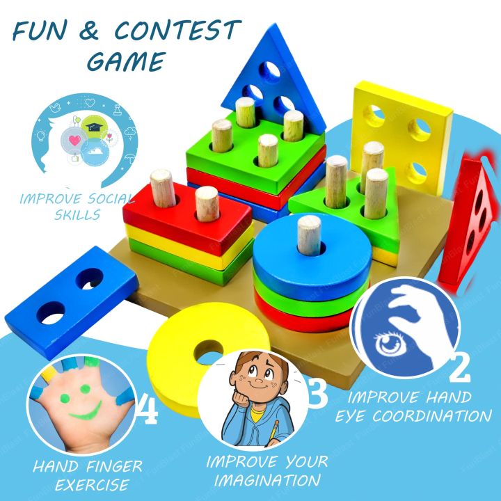 Intellectual%20Geometric%20Shape%20Matching%20Four%20Column%20Blocks%20Educational%20&%20Learning%20Toys,%20Wooden%20Geometric%20Shape%20Sorter%20Puzzle%20-%20Image%205