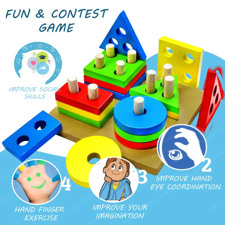 Intellectual%20Geometric%20Shape%20Matching%20Four%20Column%20Blocks%20Educational%20&%20Learning%20Toys,%20Wooden%20Geometric%20Shape%20Sorter%20Puzzle%20-%20Image%205