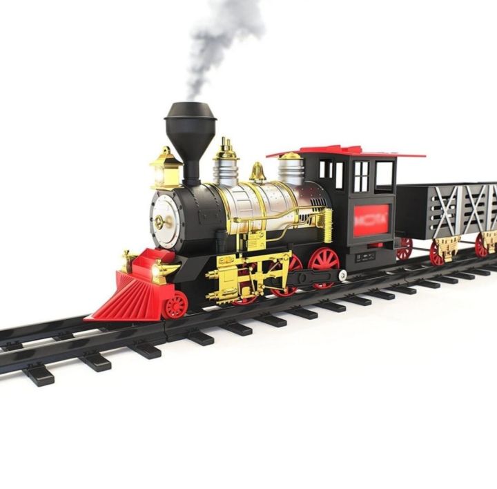 Classic Train Set for Kids with Smoke, Realistic Sounds