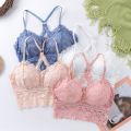 Women Bralette French Style Lace Bra Girls Triangle Cup Lingerie Deep V Bras Wireless Underwear Soft Thin Seamless Push Up Bra. 