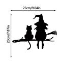 Garden Stake Iron Silhouette Cute Witch and Cat Tree Stump Plug-in Yard Art for Lawn Courtyard Decor.