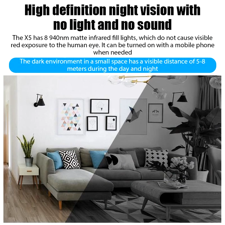 X5 Mini Wifi Camera With Sound Detector And App Control For Home Office Baby Monitor Video Recording