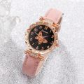 Pink Pearl Butterfly Watches for Women Fashion Rhinestone Casual Bracelet Watch Simple Female Clock Ladies Quartz Wristwatches. 