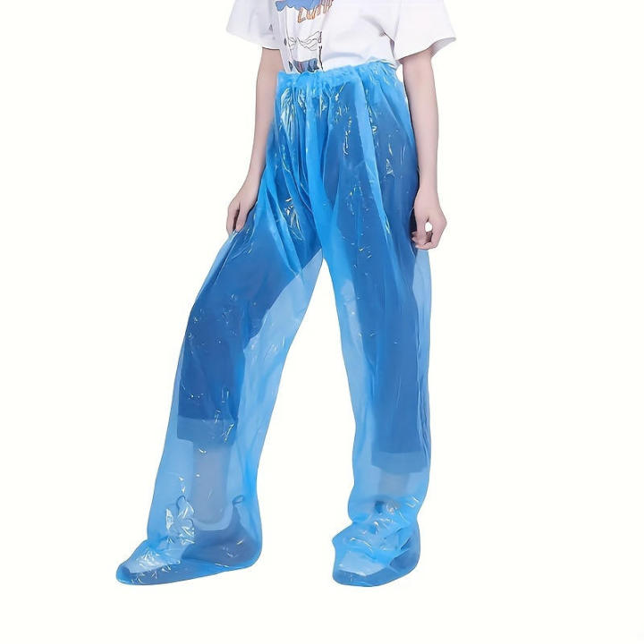 5/10pcs%20Disposable%20Raincoat%20Pants%20Portable%20Splash%20Proof%20Split%20Raincoat%20Outdoor%20Travel%20Drifting%20Cycling%20Feet-wrapped%20Rain%20Pants%20-%20Image%202