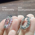 Huitan Princess Square Cubic Zirconia Hoop Earrings Luxury Trendy Ear Circle Earrings for Women Fashion Versatile Female Jewelry. 