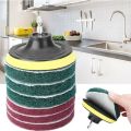 4 Inch Drill Power Brush Tile Scrubber Scouring Pads Cleaning Kit Household Cleaning Tool for Bathroom Floor Tub Polishing Pad. 