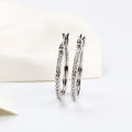 925 Sterling Silver Big Circle Inlaid Cubic Zircon Earrings for Women,S925 Argent Women's Shiny Model Earring 17mm-40mm 5 Size. 