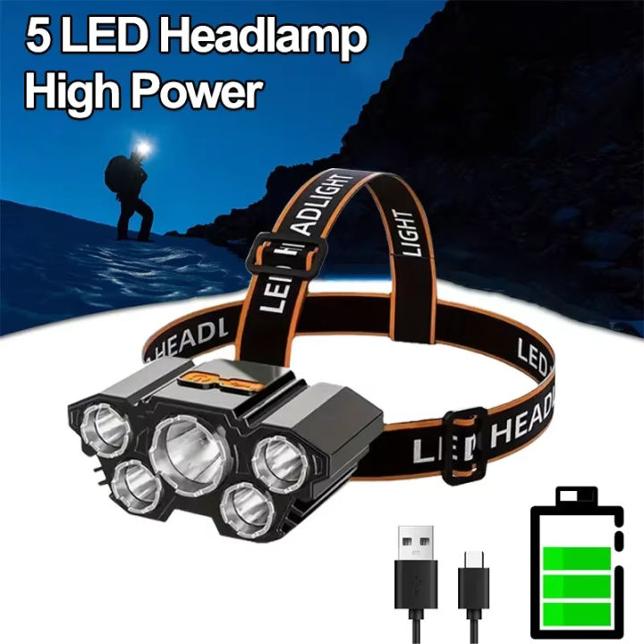 Defence Mini Light Mini Tactical Flashlight USB Rechargeable High Power LED Headlamp for ...