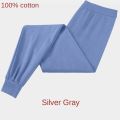 100% Cotton Thermal Underwear Bottoms Autumn Men's Pure Cotton Warm Pants High Waist Warm Loose Pants Knitted Pants.