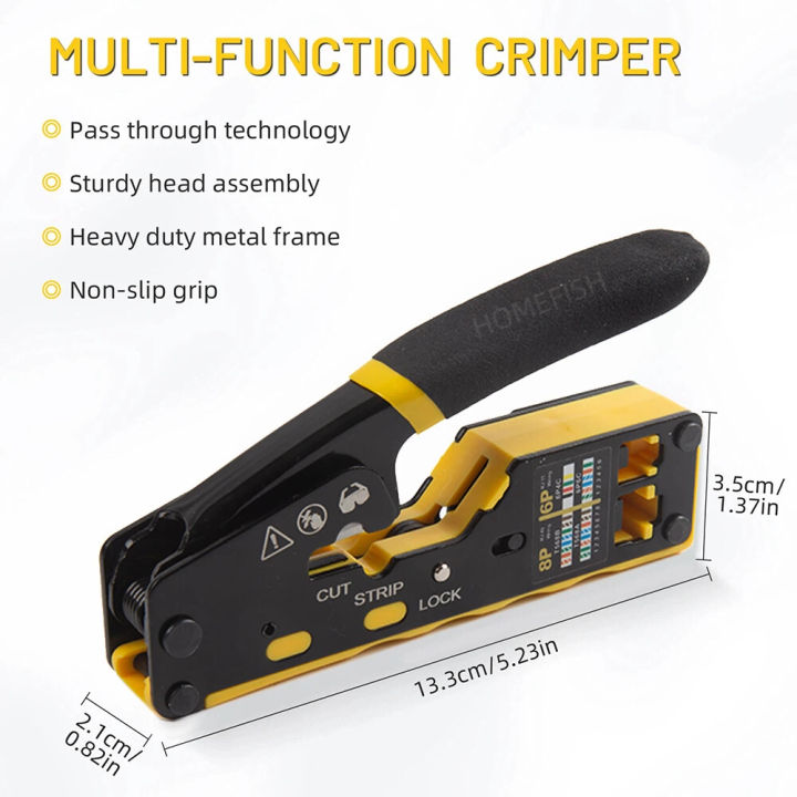 HOMEFISH%206088%20Multifunctional%20CRIMPER%20Through-Hole%20Wire%20Crimper%208P6P%20Dual-Use%20Pliers%20for%20RJ45%20Punch-Down%20RJ45%20Crystal%20Head%20-%20Image%203