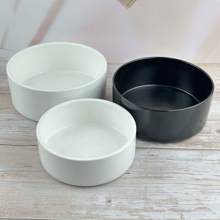 High edge ceramic bowl white/black color with 3 sizes 5.9x2.25 inch/7x2.9 inch/6.75x2.8 inch