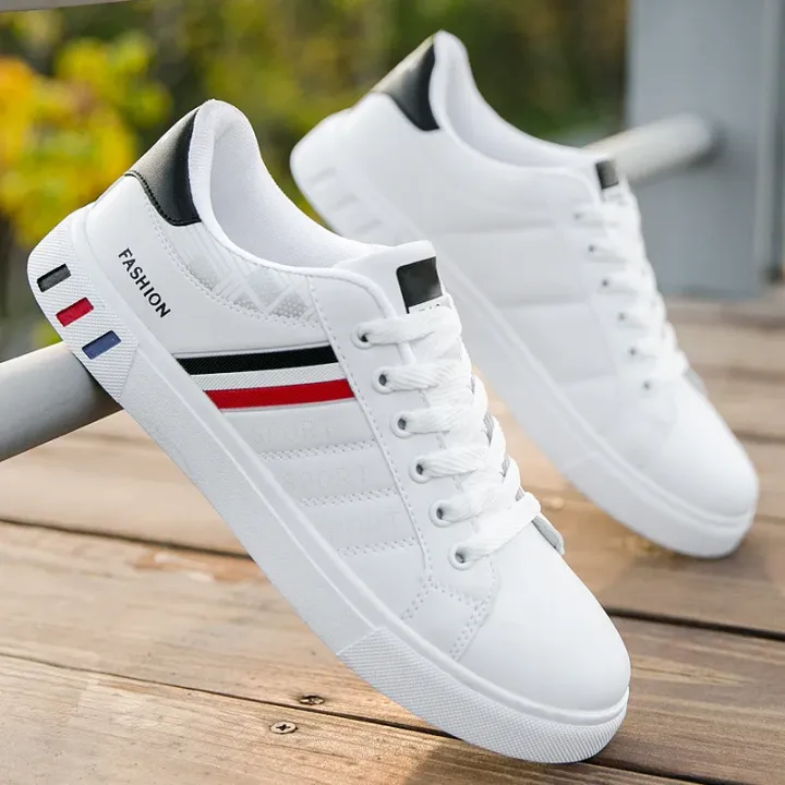 Men Shoes 2024 New White Fashion Sneakers Comfortable Leather Casual Flats for Male Plus Size Youth School Skateboard Sneakers