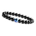 Blue Bracelet with Crystal Black Beeds for Men, Women, Girl, Boys and Kids Adjustable for Evil Eye Protection. 