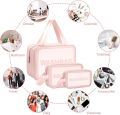 3pc Set Cosmetic Bag Pouch Transparent PVC Travel Toiletry Makeup Wash Bag. 