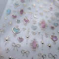 1pcs 5D Shell Light Nail Stickers Fashion Gold Border Love Heart Bowknot Moon Star Art Decal High Quality Manicure Decorations.