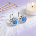 Hypoallergenic & Stylish Elegant White Zirconia Blue Opal Drop Dangle Earrings,Perfect Birthday Evening Jewelry  for Her. 