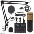 V8 Bm-800 Podcast Mic Set With Live Sound Card,condenser Microphone With Rechargeable 12 Kinds Of Auxiliary Background For Karaoke Singing, Youtube Recording Mic. 