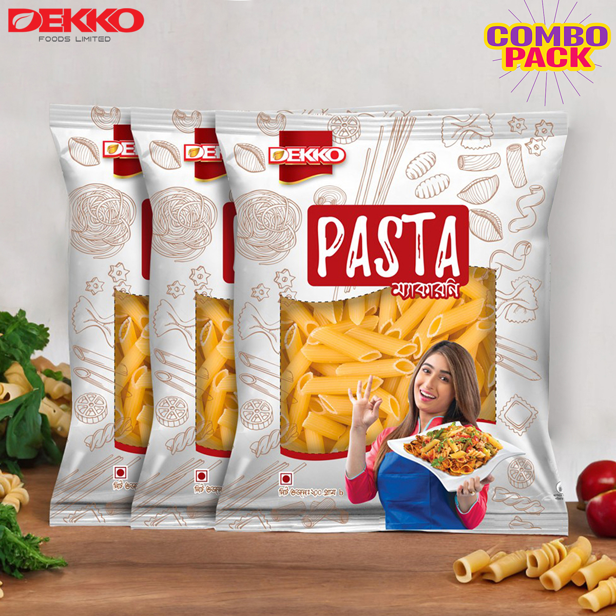 Dekko Pasta Macaroni (Bamboo) - Combo of 3 Packs - 200g Each