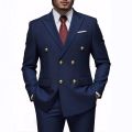 Men Double Breasted Suit Black Slim Fit High Quality Wedding Costume Party Prom Gold Button Male Suits.